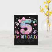 Kids I'm Ly A Handful Five 5th Birthday Girls Boys Kaart (Gele Bloem)