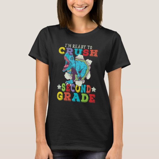 Kids Im Ready To Crush 2nd Grade Dinosaur Back To T-shirt (Voorkant)