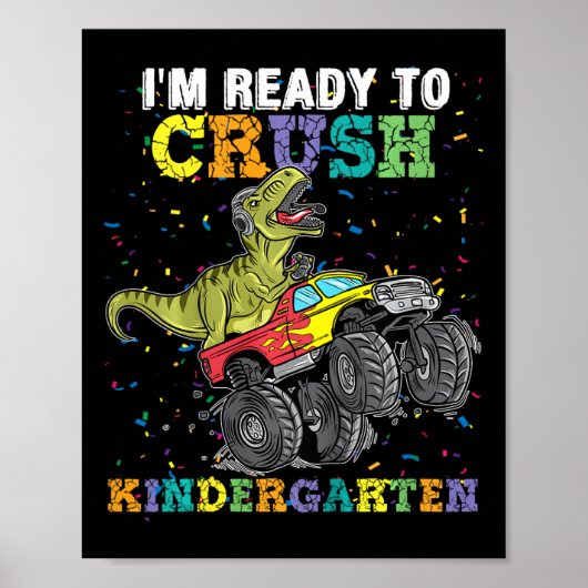 Kids I'm Ready To Crush Kindergarten Monster Truck Poster (Voorkant)
