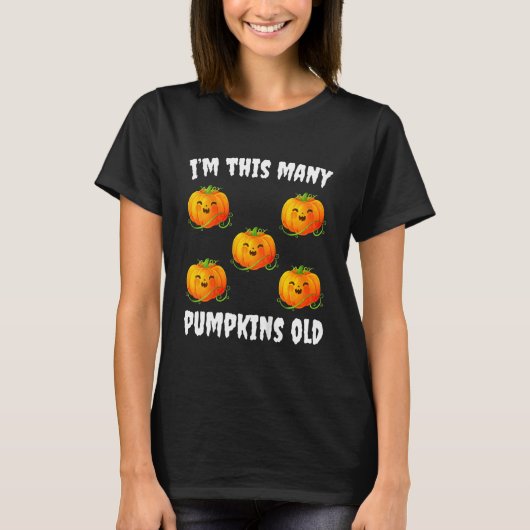 Kids I'm This Many Pumpkins Old Cute Halloween 5t T-shirt (Voorkant)
