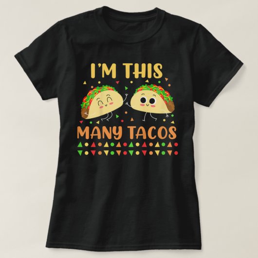 Kids I'm This Many Tacos Second Birthday Party Cin T-shirt (Design voorkant)