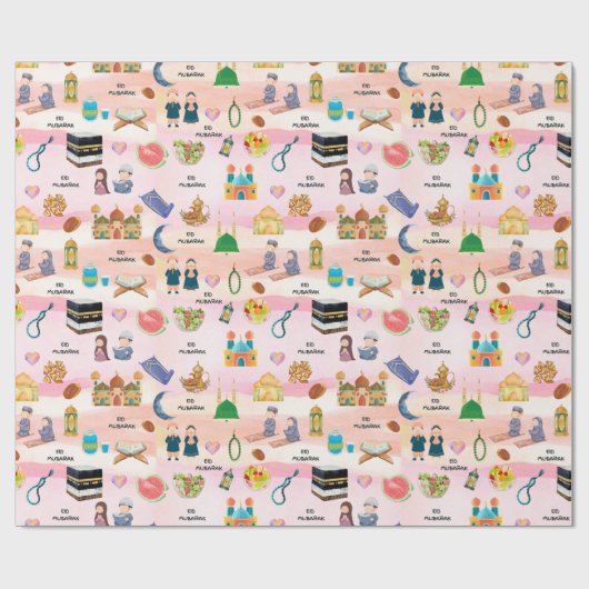 Kids Islamic Gift Wrap – Colourful Eid & Ramadan Cadeaupapier (Vlak)