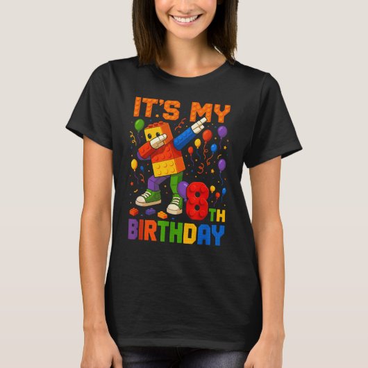 Kids Its My 8th Birthday Building Blocks 8 Years O T-shirt (Voorkant)