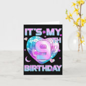 Kids It's My 9th Birthday Girl 9 Year Old Kp Bday  Kaart (Gele Bloem)