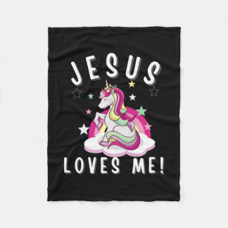 Kids Jesus Loves Me Christian Girls Unicorn Fleece Deken