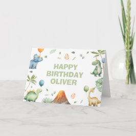 Kids Jurassic Dino Dinosaur Personalized Birthday Kaart