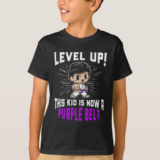 Kids Karate Uniform Purple Belt Award T Shirt Gift (Voorkant)