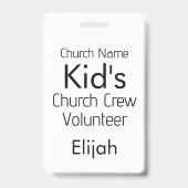 KIDS Kerk Bemanning Vrijwilliger Zwart Wit Naam Badge (Achterkant)