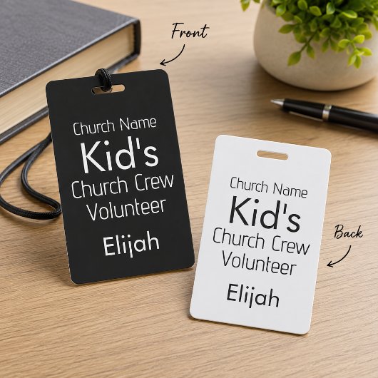 KIDS Kerk Bemanning Vrijwilliger Zwart Wit Naam Badge