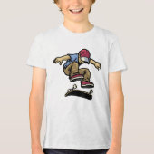 Kids Kick Flip Skateboarder  Tri-Blend Shirt (Voorkant)