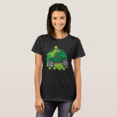 Kids Leprechaun Dino Monster Truck St Patricks Day T-shirt (Voorkant volledig)
