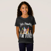 Kids Lets Pawty I'm FIVE! Puppy Dog Themed Birthda T-shirt (Voorkant volledig)