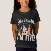 Kids Lets Pawty I'm FIVE! Puppy Dog Themed Birthda T-shirt (Voorkant)