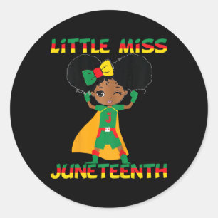 Kids Little Miss Juneteenth Cute Black Girl Melani Ronde Sticker