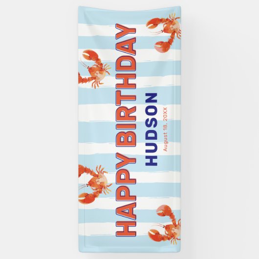 Kids Lobster Happy Birthday Spandoek (Verticaal)