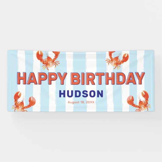 Kids Lobster Happy Birthday Spandoek (Horizontaal)