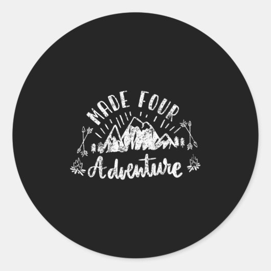 Kids Made Four Adventure 4th Birthday Camping Ronde Sticker (Voorkant)