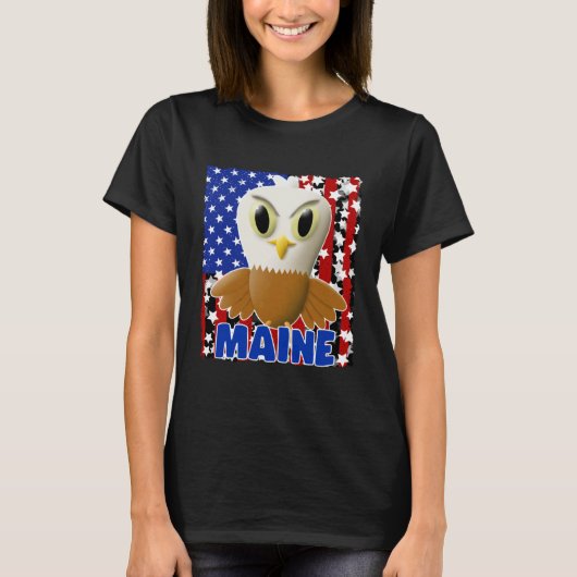 Kids Maine Bald Eagle  Proud American Flag Boys Gi T-shirt (Voorkant)