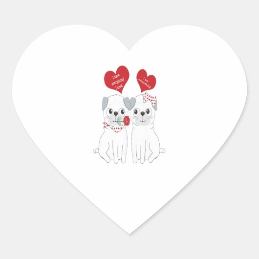 Kids Matching Valentines Pug Dog Lover Gift Hart Sticker (Voorkant)