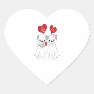 Kids Matching Valentines Pug Dog Lover Gift Hart Sticker