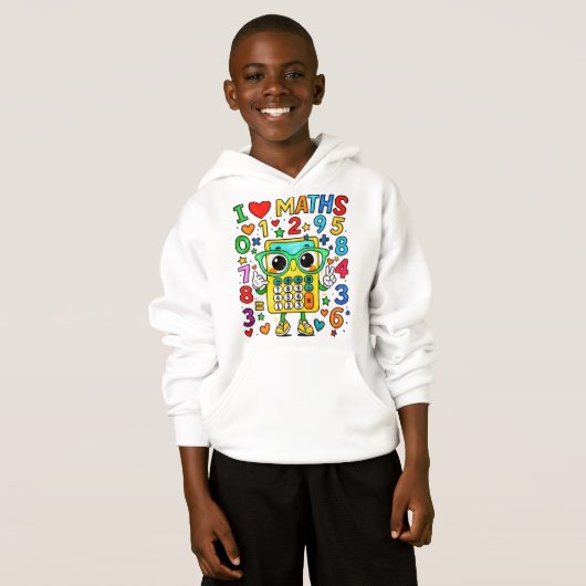 Kids Maths Numbers Hoodie | I Love Maths (Voorkant volledig)