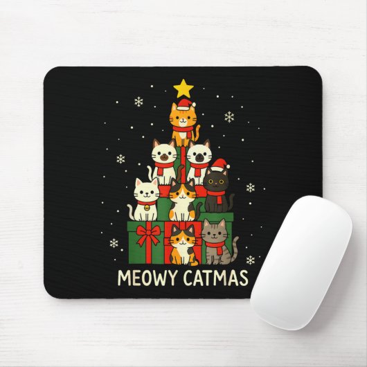 Kids Men Women Meowy Catmas Funny Christmas Cats C Muismat (Met muis)