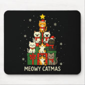 Kids Men Women Meowy Catmas Funny Christmas Cats C Muismat (Voorkant)