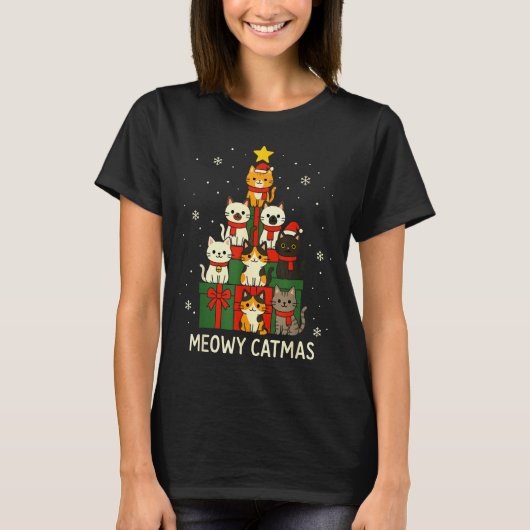 Kids Men Women Meowy Catmas Funny Christmas Cats C T-shirt (Voorkant)