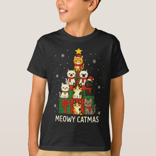 Kids Men Women Meowy Catmas Funny Christmas Cats C T-shirt (Voorkant)