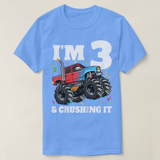 Kids Monster Truck 3rd Birthday Boy 3 Three Year O T-shirt (Design voorkant)