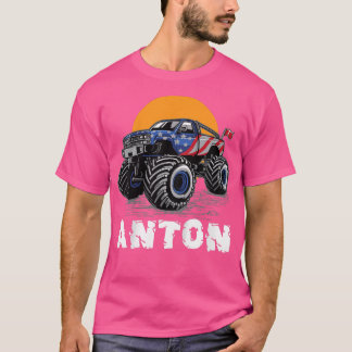 Kids Monster Truck Name Anton Car Gift T-shirt