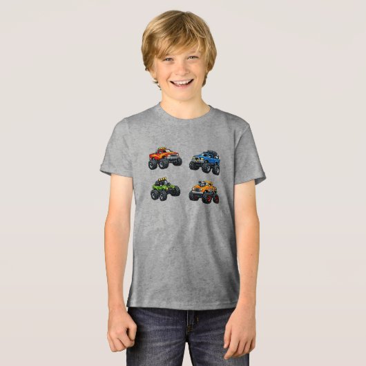 Kids Monster Truck T-Shirt with Custom Name (Voorkant volledig)