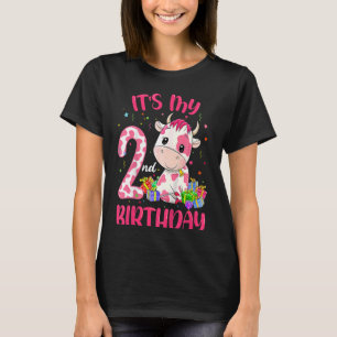 Kids Moo Im Two Its My 2nd Birthday Girl Pink Cow T-shirt