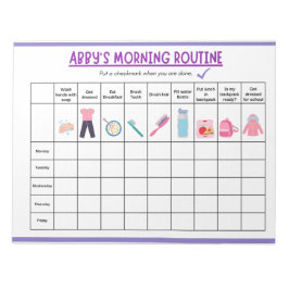 Kids Morning Routine Checklist with Cute Icons Notitieblok