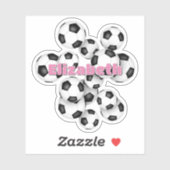 kids name black white soccer balls sticker (Vel)