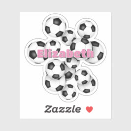 kids name black white soccer balls sticker
