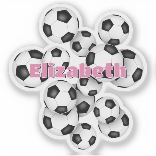 kids name black white soccer balls sticker (Voorkant)