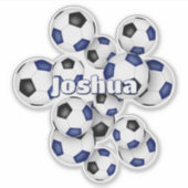 kids name blue black soccer balls sticker (Voorkant)