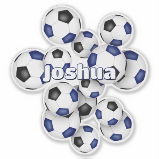 kids name blue black soccer balls sticker (Voorkant)