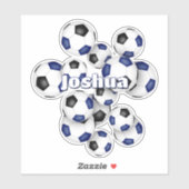 kids name blue black soccer balls sticker (Vel)