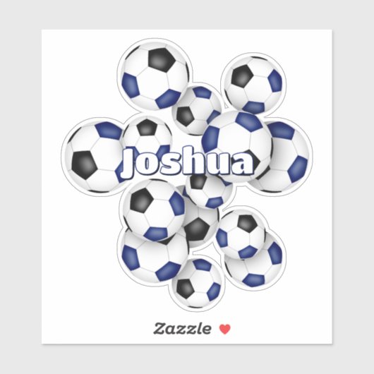 kids name blue black soccer balls sticker (Vel)