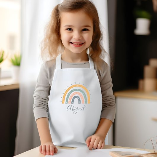 Kids Name Boho Pastel Earth Tones Kinder Schort