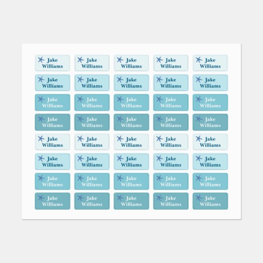 Kids' Name Clothing School Labels with Starfish (Vel)