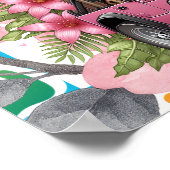 Kids Name & Floral Baby Jungle Animals Nursery  Poster (Hoek)