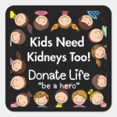 Kids Need Kidneys Organ Donor Awareness Stickers (Voorkant)