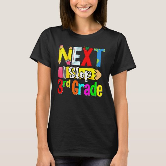 Kids Next Stop 3rd Grade First Day Of School Hello T-shirt (Voorkant)