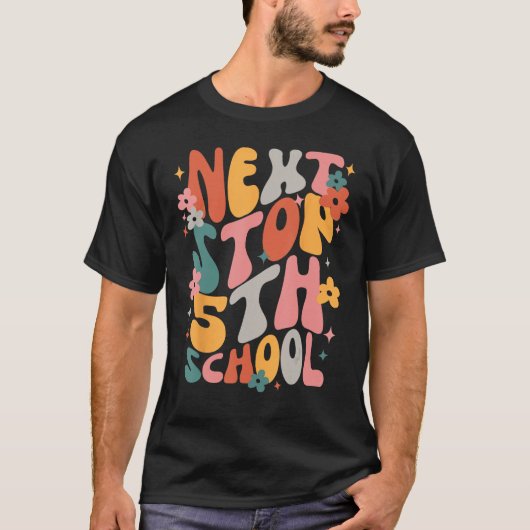 Kids Next Stops 5th Grade Groovy Vibes First Day O T-shirt (Voorkant)