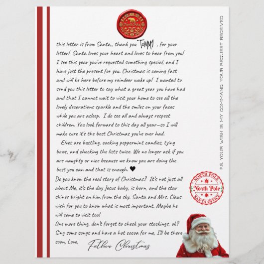 Kid's North Pole Comfirmation Letter From Santa (Voorkant)
