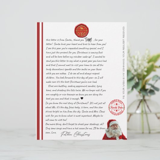 Kid's North Pole Comfirmation Letter From Santa (Staand voorkant)