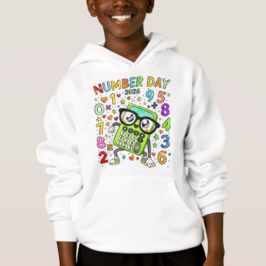 Kids Number Day Hoodie | Colourful Maths Numbers (Voorkant)